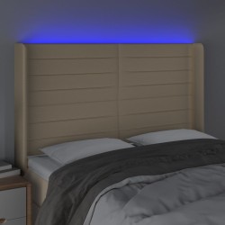 Tête de lit à LED Crème 147x16x118/128 cm Tissu  