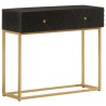 Table console noir 90x30x76 cm bois massif de manguier et fer 