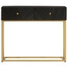 Table console noir 90x30x76 cm bois massif de manguier et fer 