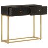 Table console noir 90x30x76 cm bois massif de manguier et fer 
