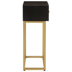 Table console noir 90x30x76 cm bois massif de manguier et fer 