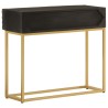 Table console noir 90x30x76 cm bois massif de manguier et fer 