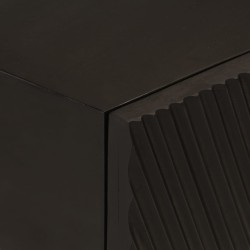 Table console noir 90x30x76 cm bois massif de manguier et fer 