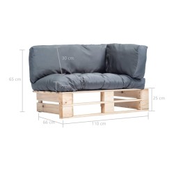 Canapé de jardin palette avec coussins gris Pinède 