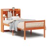 Lit bibliothèque sans matelas cire marron 75x190 cm pin massif 