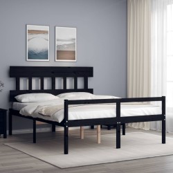Lit pour personne âgée sans matelas noir bois massif 