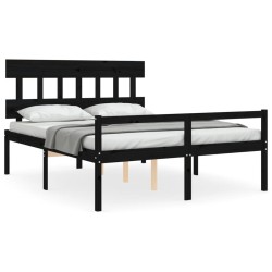 Lit pour personne âgée sans matelas noir bois massif 
