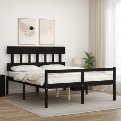 Lit pour personne âgée sans matelas noir bois massif 