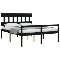 Lit pour personne âgée sans matelas noir bois massif 