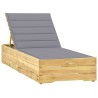 Chaise longue avec coussin gris Bois de pin imprégné 
