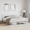 Cadre de lit métal sans matelas et pied de lit blanc 180x200 cm 