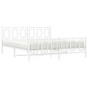 Cadre de lit métal sans matelas et pied de lit blanc 180x200 cm 