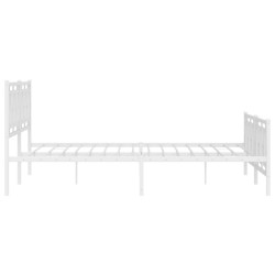 Cadre de lit métal sans matelas et pied de lit blanc 180x200 cm 