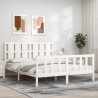 Cadre de lit sans matelas blanc bois de pin massif 