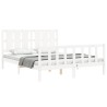 Cadre de lit sans matelas blanc bois de pin massif 