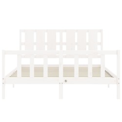 Cadre de lit sans matelas blanc bois de pin massif 