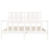 Cadre de lit sans matelas blanc bois de pin massif 