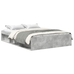 Cadre de lit sans matelas gris béton 135x190 cm 