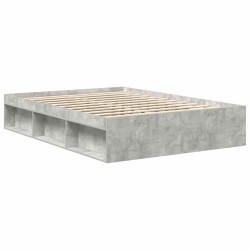 Cadre de lit sans matelas gris béton 135x190 cm 