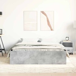 Cadre de lit sans matelas gris béton 135x190 cm 
