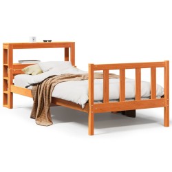 Cadre de lit avec tête de lit sans matelas cire marron 75x190cm 