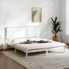 Cadre de lit sans matelas blanc 200x200 cm bois massif de pin 