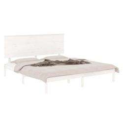 Cadre de lit sans matelas blanc 200x200 cm bois massif de pin 