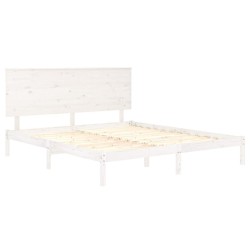 Cadre de lit sans matelas blanc 200x200 cm bois massif de pin 