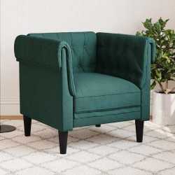 Fauteuil Chesterfield vert foncé tissu 