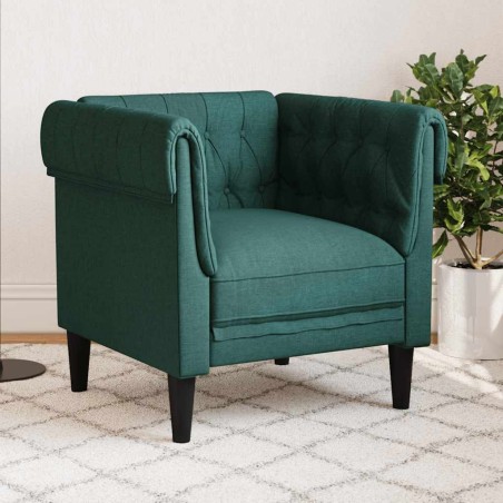 Fauteuil Chesterfield vert foncé tissu 