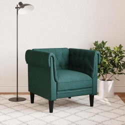 Fauteuil Chesterfield vert foncé tissu 