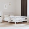 Cadre de lit sans matelas blanc 150x200 cm bois massif 