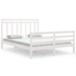 Cadre de lit sans matelas blanc 150x200 cm bois massif 