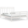 Cadre de lit sans matelas blanc 150x200 cm bois massif 