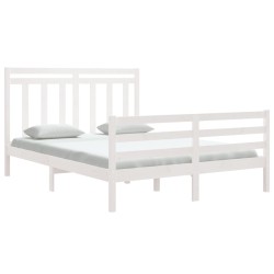 Cadre de lit sans matelas blanc 150x200 cm bois massif 