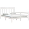 Cadre de lit sans matelas blanc 150x200 cm bois massif 