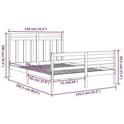 Cadre de lit sans matelas blanc 150x200 cm bois massif 