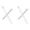 Pieds de table basse en forme de X, 2 pièces, blanc, 70 x (42-43) cm, acier 