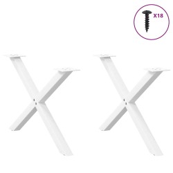 Pieds de table basse en forme de X, 2 pièces, blanc, 70 x (42-43) cm, acier 