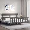 Cadre de lit avec tête de lit gris Super King Size bois massif 