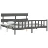 Cadre de lit avec tête de lit gris Super King Size bois massif 