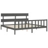 Cadre de lit avec tête de lit gris Super King Size bois massif 