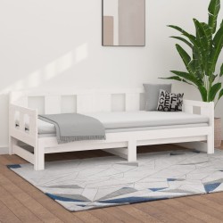 Lit coulissant sans matelas blanc 2x(80x200)cm 
