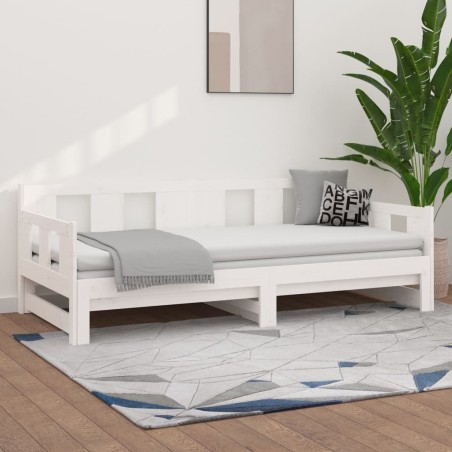 Lit coulissant sans matelas blanc 2x(80x200)cm 