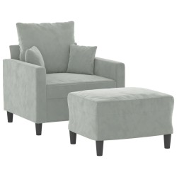 Fauteuil avec repose-pied Gris clair 60 cm Velours 