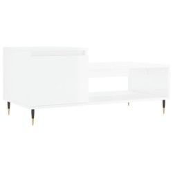 Table basse Blanc brillant 100x50x45 cm Bois d'ingénierie 