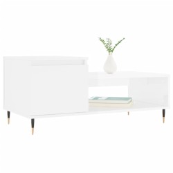 Table basse Blanc brillant 100x50x45 cm Bois d'ingénierie 