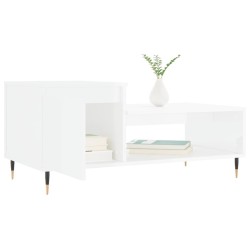 Table basse Blanc brillant 100x50x45 cm Bois d'ingénierie 
