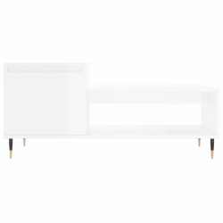 Table basse Blanc brillant 100x50x45 cm Bois d'ingénierie 