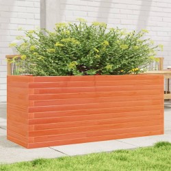 Jardinière cire marron 110x40x46 cm bois de pin massif 
